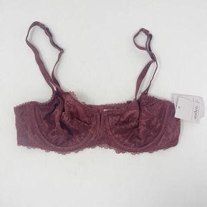 [Auden] NWT mauve lace unlined balconette bra 32B
